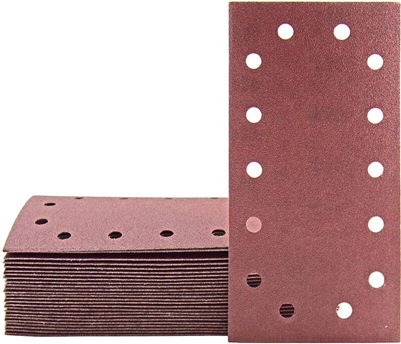 Fox Klett-Schleifblätter, 230 x 115 mm, 14-Loch, f. Schwingschleifer, Normalkorund (50 Stk.) K100 - Miotools