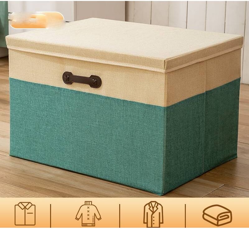Linghhang - 30L grüne Stoff-Aufbewahrungsbox, zusammenklappbar, für den Heimschrank (40x30x25cm)