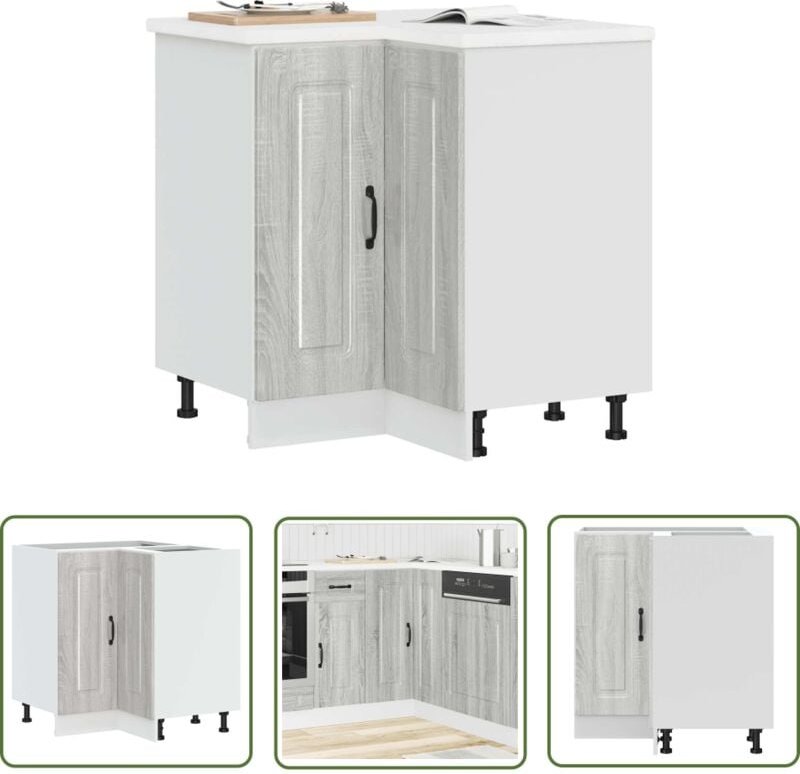 The Living Store - vidaXL Küchen-Eckunterschrank Kalmar Grau Sonoma Holzwerkstoff