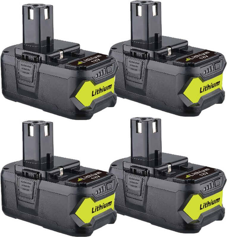 Pdstation - 4Stück 18V 8.0Ah Akku für Ryobi Elektrowerkzeug mit LED-Ladeanzeige P108 Li-Ion Ersatzakku für Ryobi one+ RB...