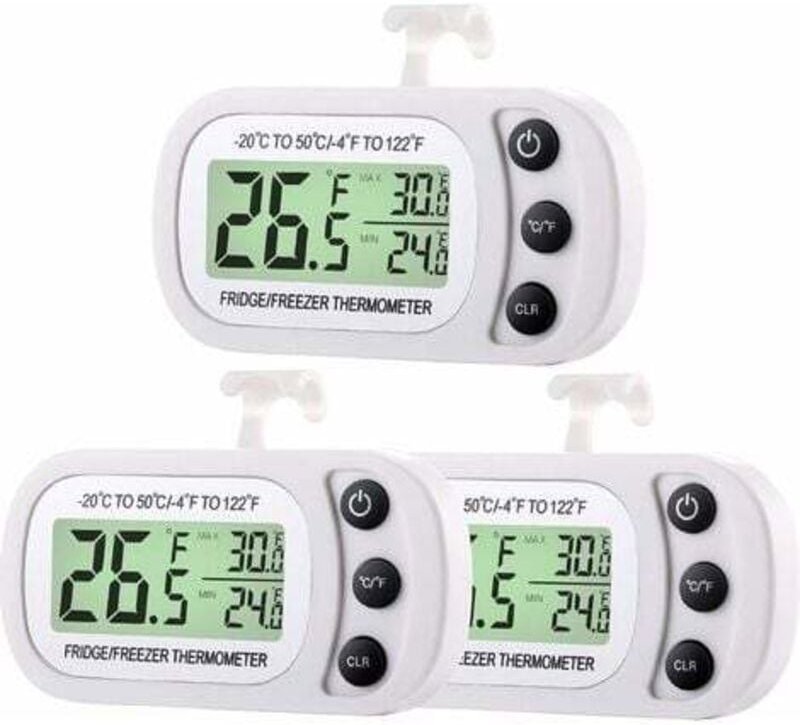 Thumbnail - Odipie - Digitales Kühlschrank- und Gefrierschrank-Thermometer, Raumthermometer für Kühlschrank, wasserdichtes Kühlschra...
