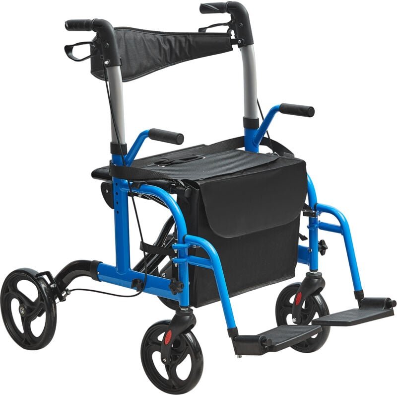 Thumbnail - Mophorn - 2-in-1-Rollator und Transportstuhl für Senioren, zusammenklappbare Rollator-Rollstuhl-Kombination mit Fußstütz...