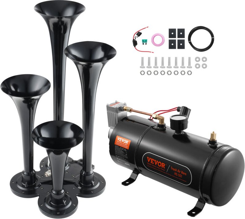Mophorn - vevor Zughupen-Set, 4 Trompeten-Lufthupen-Set, 150 dB Zughupen für Pickup-Trucks, 12 v 120 psi Luftkompressor,...