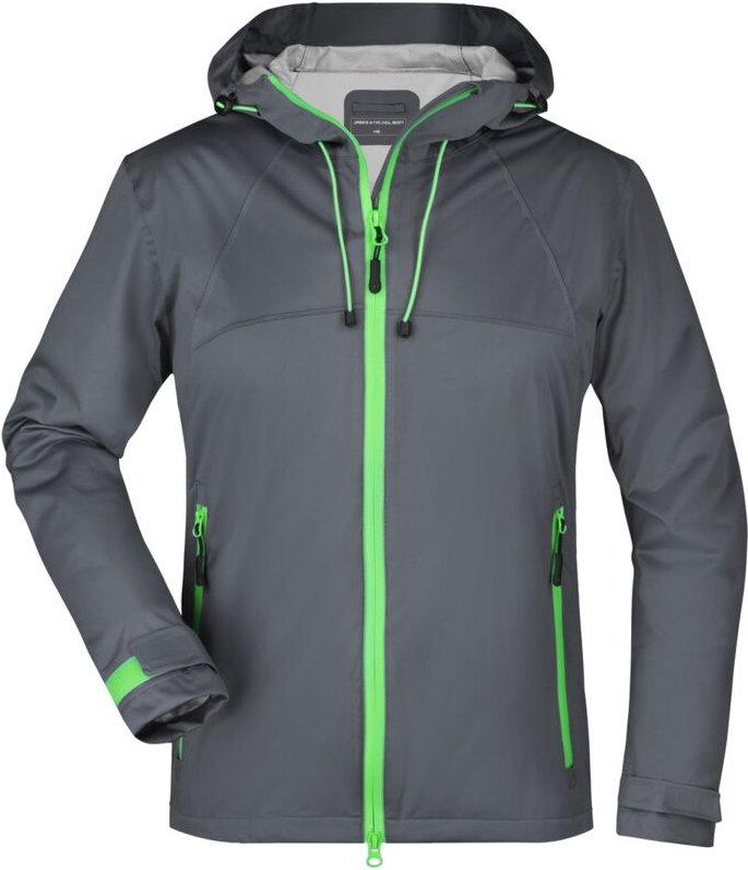 James&nicholson - Ultraleichte Softshelljacke Damen JN1097 Gr. 2XL iron-grey/green
