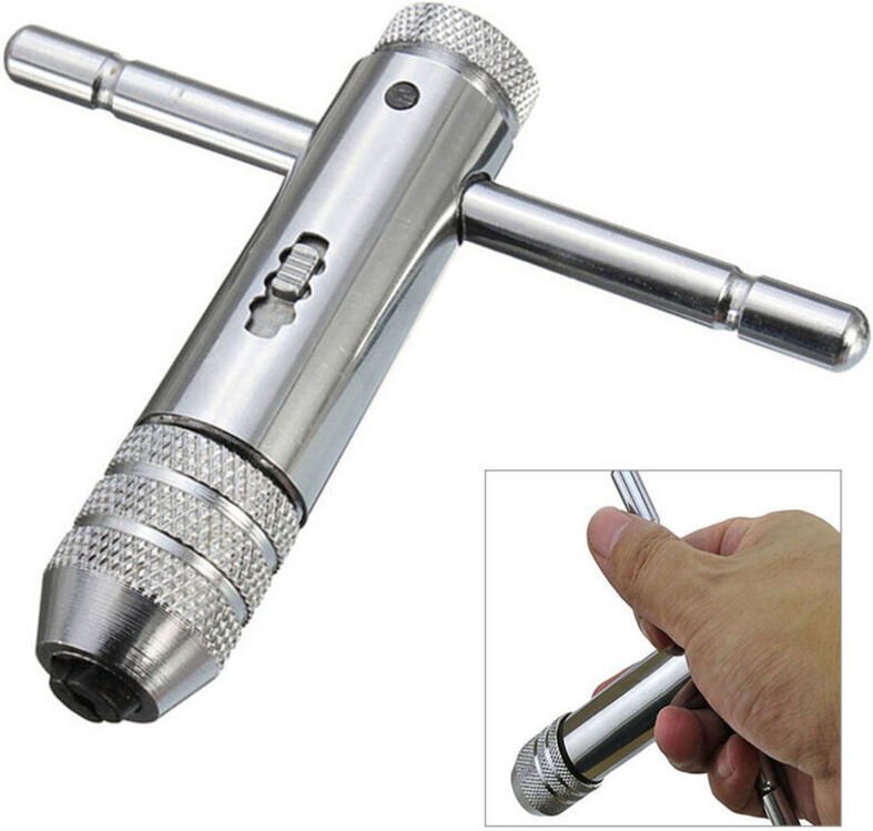 Linghhang - M3-M8 Ratschen-Windeisensatz mit verstellbarem T-Griff für Gewindebohrer- und Schneideisensatz