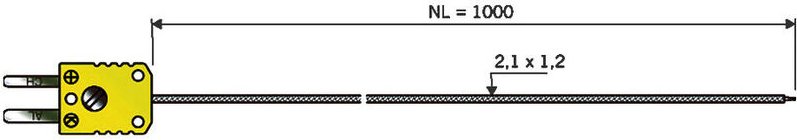 B + B Thermo-Technik 0644 1402-30 Luftfühler -50 bis +400 °C Fühler-Typ K