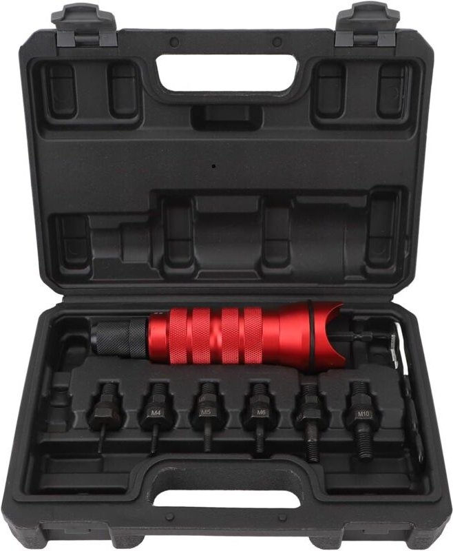 Elektrischer Nietmuttern-Bohradaptersatz, tragbare kabellose Nietpistole mit 6 austauschbaren Köpfen für Installation, W...