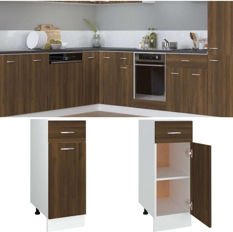 Unterschrank mit Schublade Lyon Braun Eichen-Optik 30x46x81,5 cm Vidaxl