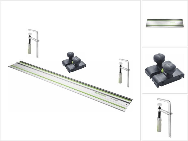 Fs 1400/2 Führungsschiene 1400 mm ( 491498 ) + 2x fsz 120 Schraubzwinge ( 489570 ) + fs-of 1400 Führungsanschlag ( 49260...