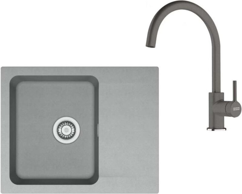 Franke - Sets - Küchenset T118Š, Tectonite-Spüle oid 611-62 und Armatur fc 6018.084, grau/steingrau 143.0687.373