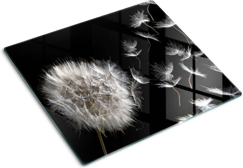 Tulup - Glasschneideplatten - Schneidebrett aus Glas - Herdabdeckplatten - Gehärtetes Glas – 60x52 cm - Löwenzahn