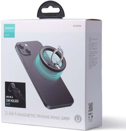 Der Autotelefonhalter ist ein magnetischer Ringständer, schwarz