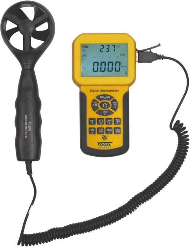 Anemometer, digital elektronisch, Windgeschwindigkeitsmesser, 03 30 m/s, Messwert 01 m/s Vogel 641205