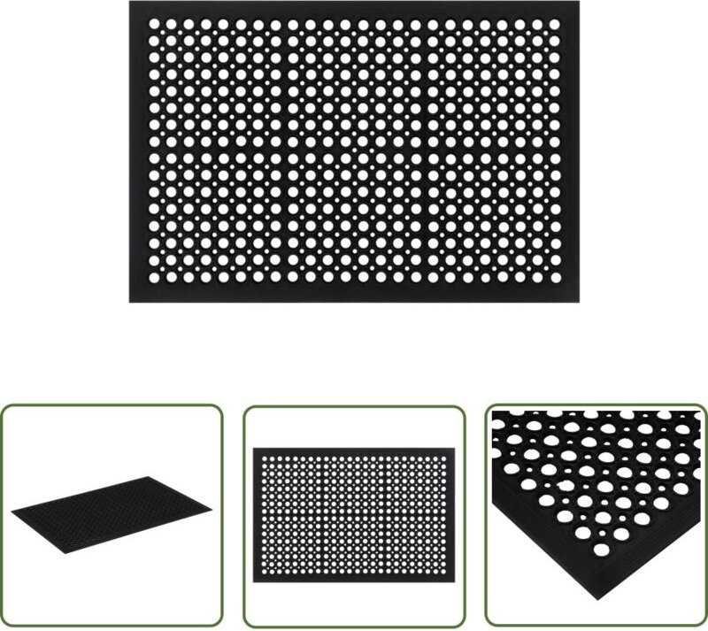 The Living Store Fußmatte Rechteckig 60x90 cm Gummi - Gummi Fußmatte - Eingangsmatte - Rutschfeste Matten - Hausmatte - ...