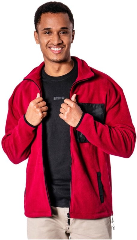 Zip Fleece m Deep Red - Stier