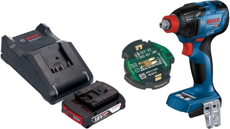 Bosch GDX 18V-210 C Professional Akku Drehschlagschrauber 18 V 210 Nm Brushless + 1x Akku 2,0 Ah + Ladegerät + GCY 42 Bl...