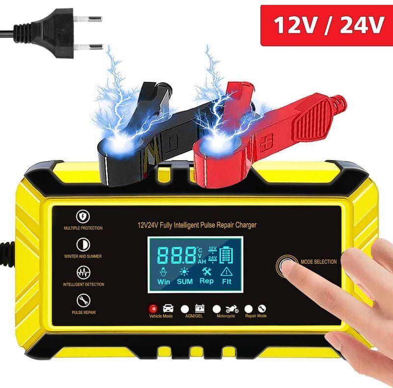 Ymyny - Autobatterieladegerät – 24 v 12 V/8 a intelligentes Batterieladegerät, LCD-Display, Batterieladegerät-Wartungsge...