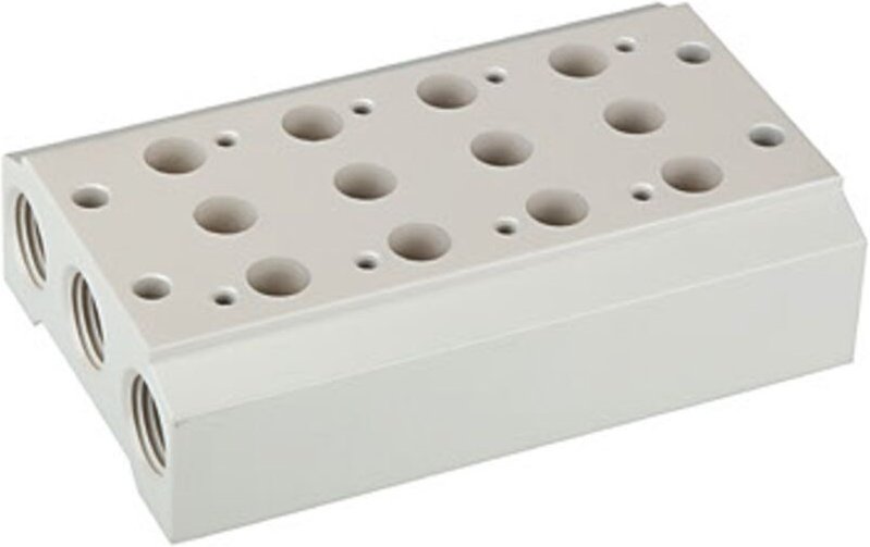 Riegler Mehrfach-Grundplatte für 5/2-5/3-Wegeventile, 4 Pos., M5, G 1/8