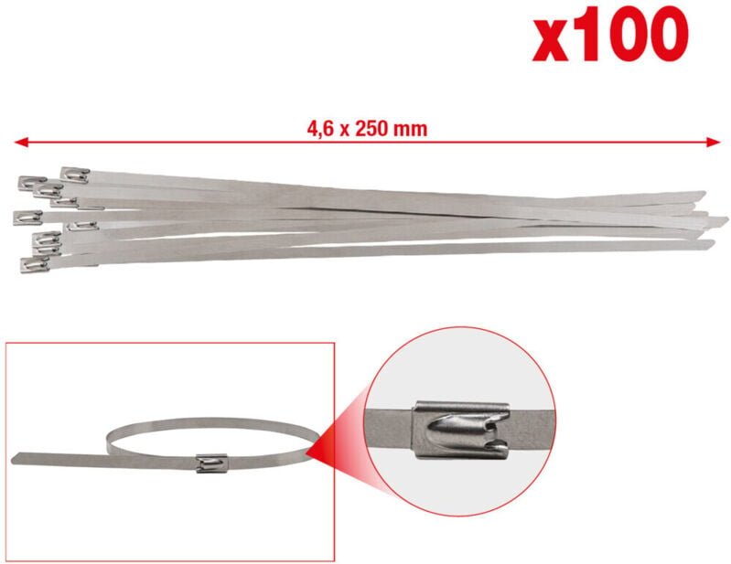 Edelstahl Kabelbinder mit Kugelverschluss, 4,6x250mm, 100 Stück