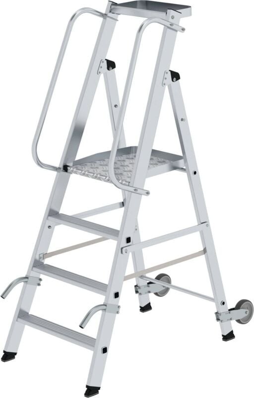 Günzburger Steigtechnik - Plattformleiter mit Rollen und Griff 4 Stufen mit Ablageschale - 051084