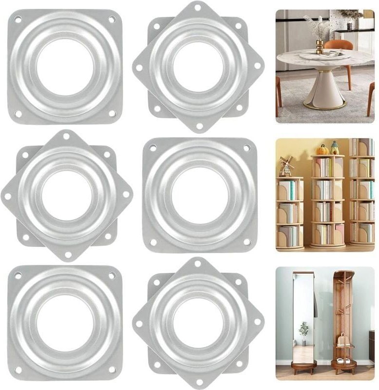 Thumbnail - 360-Grad-Drehteller 6 Stück Metall Lazy Susan Drehteller Lazy Susan TV-Plattenspieler 4 quadratischer Drehteller Kugella...