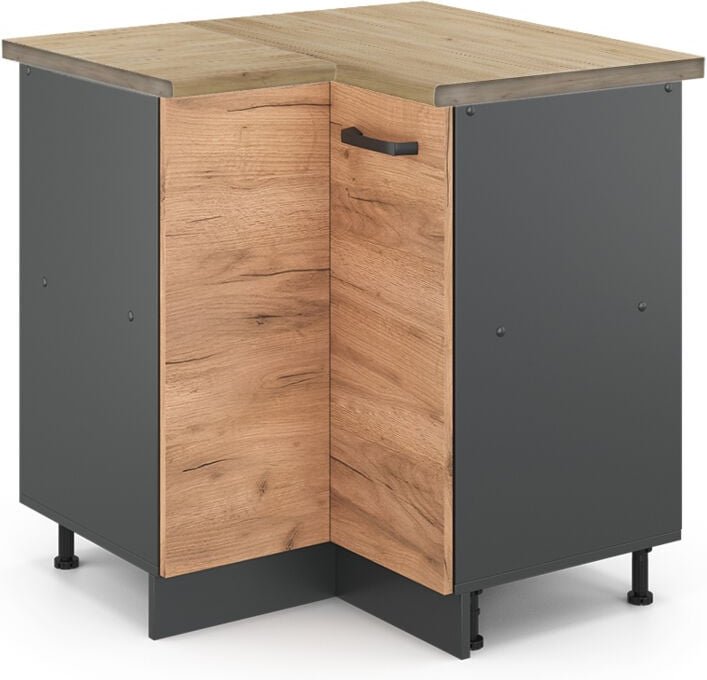 Vicco - Eckunterschrank R-Line, Goldkraft Eiche, 75.6 cm, ap Eiche