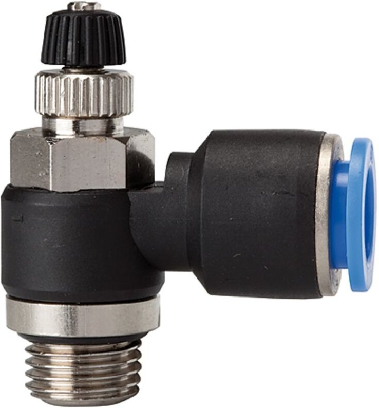 Riegler Drosselrückschlagventil »Blaue Serie«, Zuluftdros., M5 a. Ø 4mm