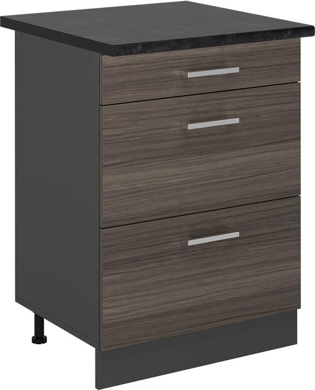 Vicco - Küchenunterschrank R-Line, Edelgrau, 60 cm mit Schubladen, ap Anthrazit