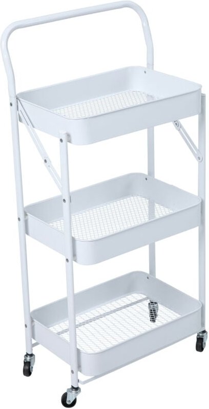 SVITA Servierwagen mit Rollen klappbar 3 Etagen mit Griff Weiß