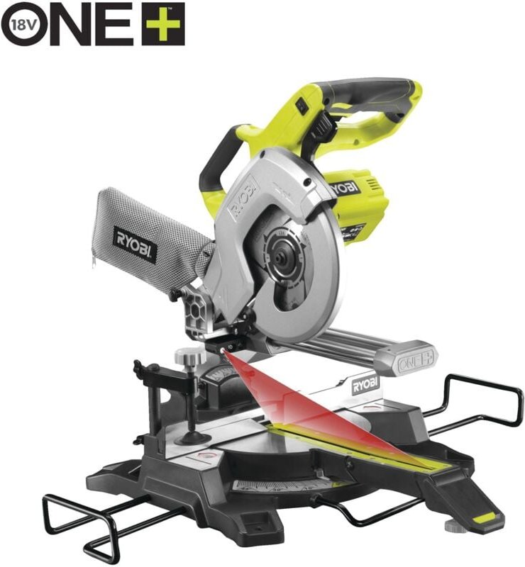 Ryobi 18 V ONE+ Akku-Kapp-/Gehrungssäge R18MS216-0, 216 mm Sägeblattdurchmesser 216 mm, ohne Akku und Ladegerät