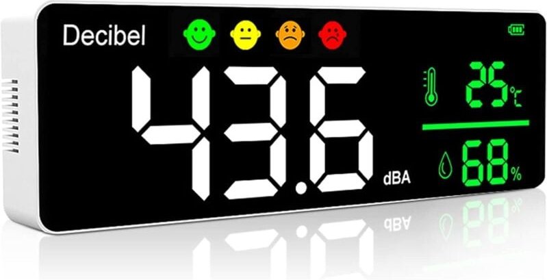 Schallpegelmesser, 30130 dB, 11-Zoll-LCD, professioneller Geräuschmesser, Dezibelmessgerät, Dezibel/Temperatur/Luftfeuch...