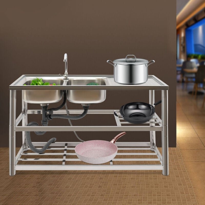 Küchenspüle Doppelspüle Einheit Gourmet Edelstahl-Spüle links Doppelspüle Dreifachspüle mit Hahn