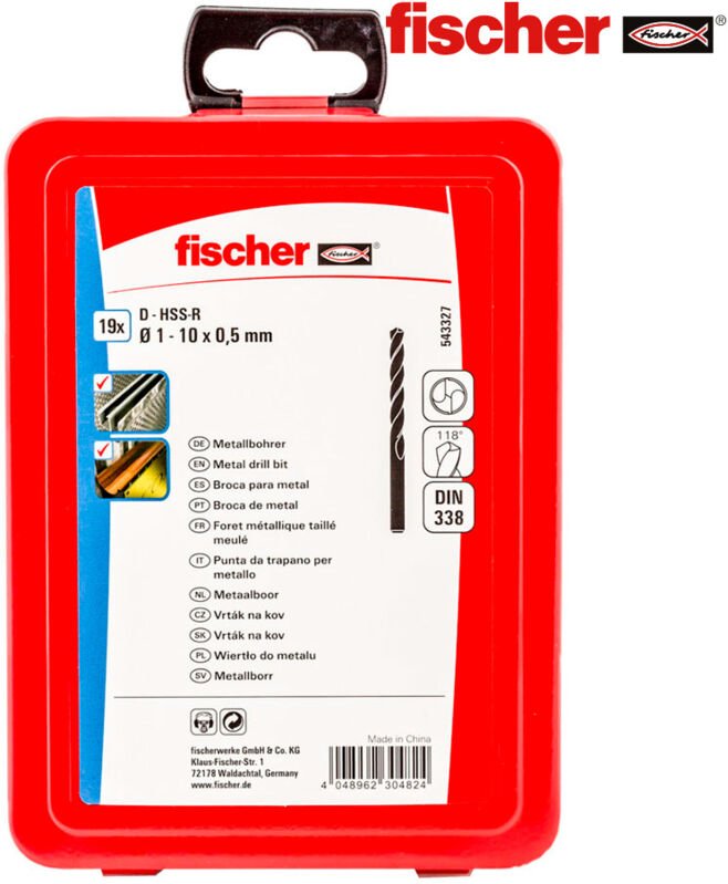 Pack 19 Metall-Bohrer hss-r din338 1-10 543327 Fischer