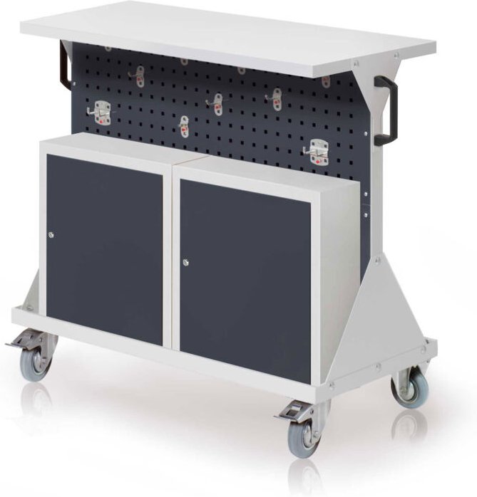 Kappes RasterMobil® Größe 2 - 1000x930x500mm - 4x Lochplatten - 2x Einhängeschrank - Ablageboden aus Stahlblech - anthra...