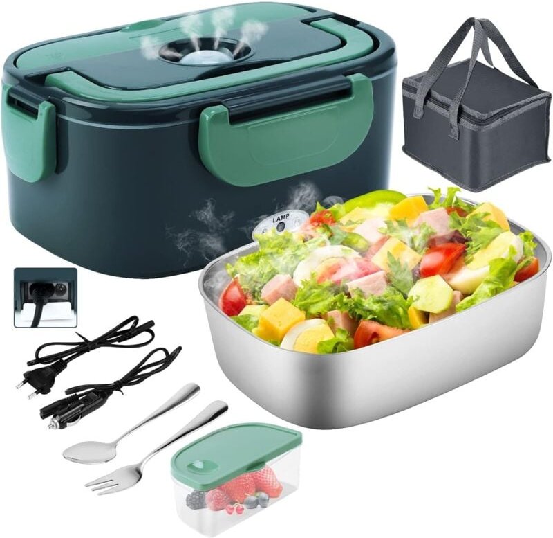 Thumbnail - Jalleria - Elektrisch beheizte Lunchbox 4 in 1 12 V/24 V/220 v 240 v, 1,5 l, 60 w, Edelstahl, schnell erhitzende Lunchbo...