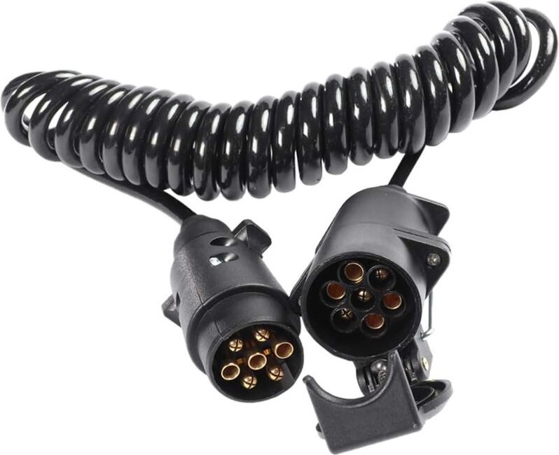 7-polige Anhängersteckdose und Stecker mit 2 m Verlängerungskabelanschluss für Anhängerkupplung, Wohnwagen, Fahrzeug, LK...
