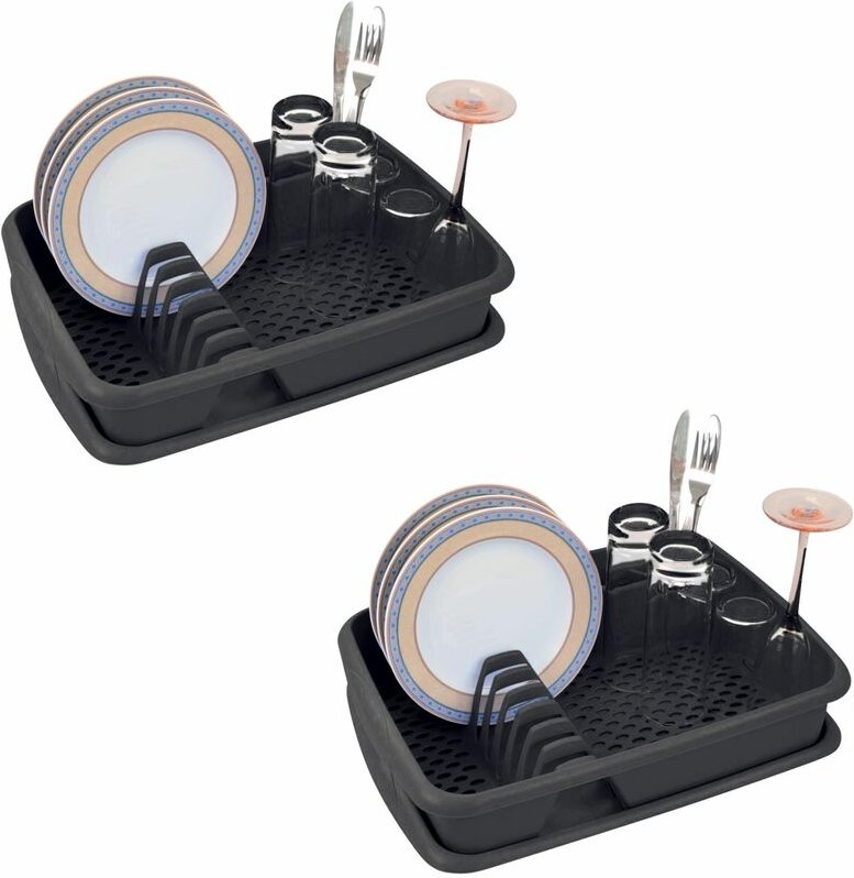 Novaliv - 2x Abtropfwanne Abtropfgestell und Abtropfschale Anthrazit