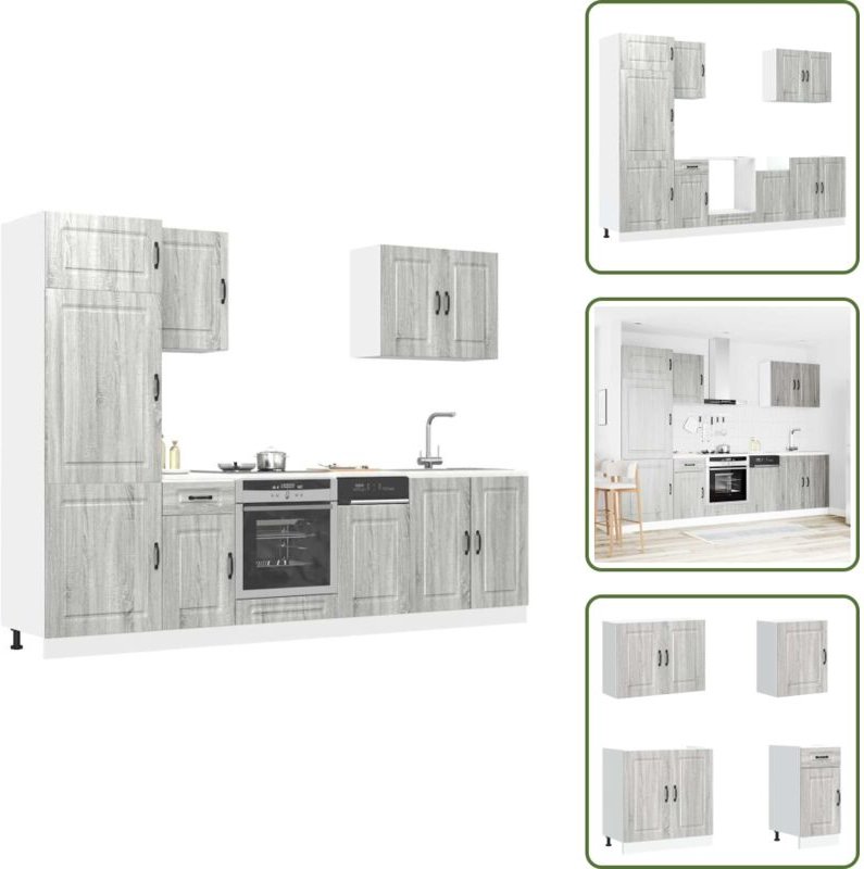 The Living Store - vidaXL 7-tlg. Küchenschrank-Set Kalmar Grau Sonoma Holzwerkstoff
