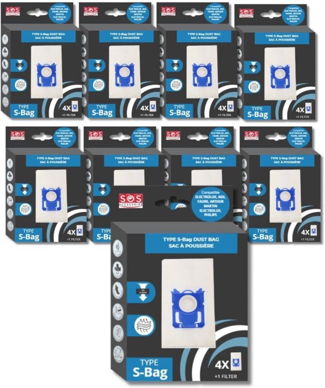 Ersatzteil - Lot de 9 boîtes de 4 sacs type s-bag - Electrolux tornado, aeg, essentiel b, volta