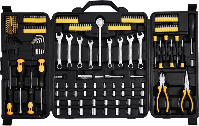 Mechaniker-Werkzeugsatz, 221-teilig, 1/4'- und 3/8'-Antriebe, sae und metrisch - Mophorn