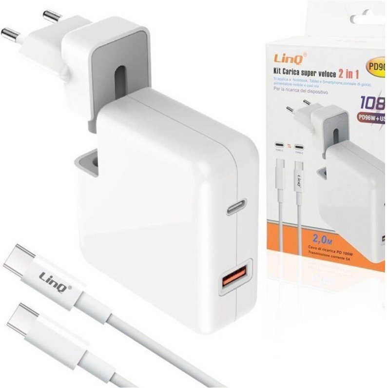 Trade Shop Traesio - Trade Shop - super schnelles 2IN1 ladegerät PD96W + USB12W typ-c notebook smartphone PD9080 -