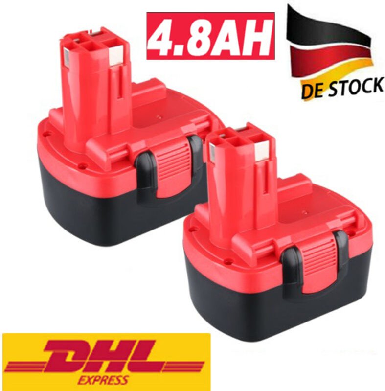 Pdstation - 2er-Packung 14,4V 4800mAh Ni-MH Ersatzbatterie für Bosch 14,4V Batterie 2607335275 2607335276 2607335533 260...