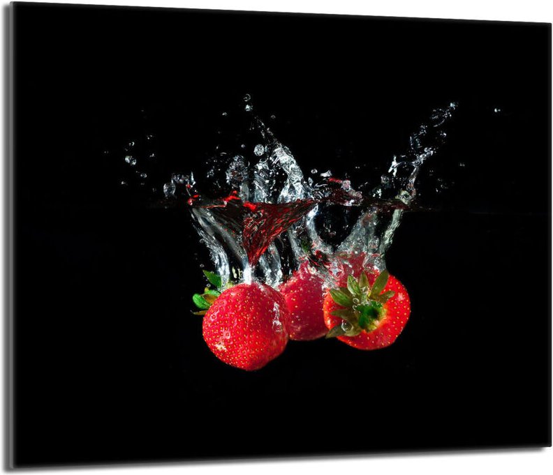 Glas-Herdplattenschutz 60x52 Erdbeeren