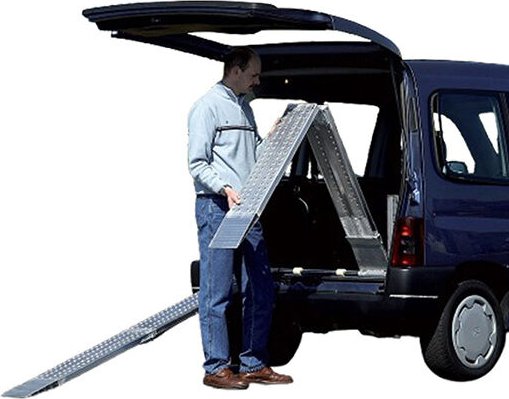 Leichte Auffahrrampe, fest und klappbar - Nutzbreite 200mm, Außenbreite 205mm - AOS-W-300-3