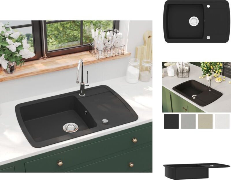 Küchenspülen & Spülbecken - Living Granitspüle Einzelbecken Schwarz - Schwarz