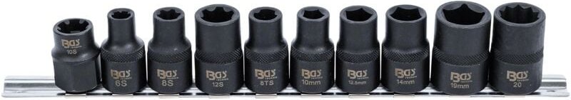 Spezial-Kfz-Steckschlüssel-Einsätze 3-/5-/6-/10-kant 10-tlg.