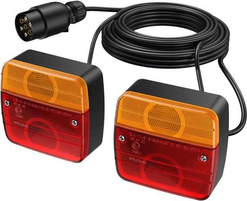 Thumbnail - 2er-Set Anhänger-Rücklichter, Anhänger-Rücklicht-Montageset, europäischer Stecker mit 7,5 m langem Kabel und 7-poligem E...