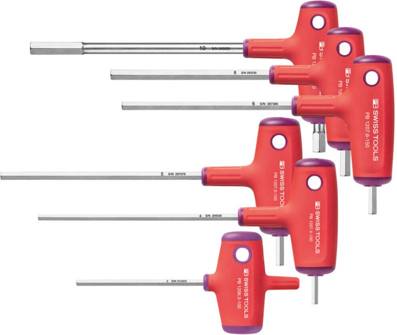 PB SWISS TOOLS Schraubendreher-Satz für Innen-Sechskant, mit Quergriff 6-teilig, verchromt, Anzahl Schraubendreher: 6