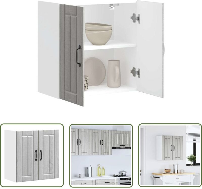 The Living Store - vidaXL Küchen-Hängeschrank Lucca Grau Sonoma Holzwerkstoff