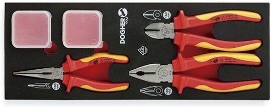 Kombinierbares Tablett mit 3 Isolierzangen, vde Dogher 250-080
